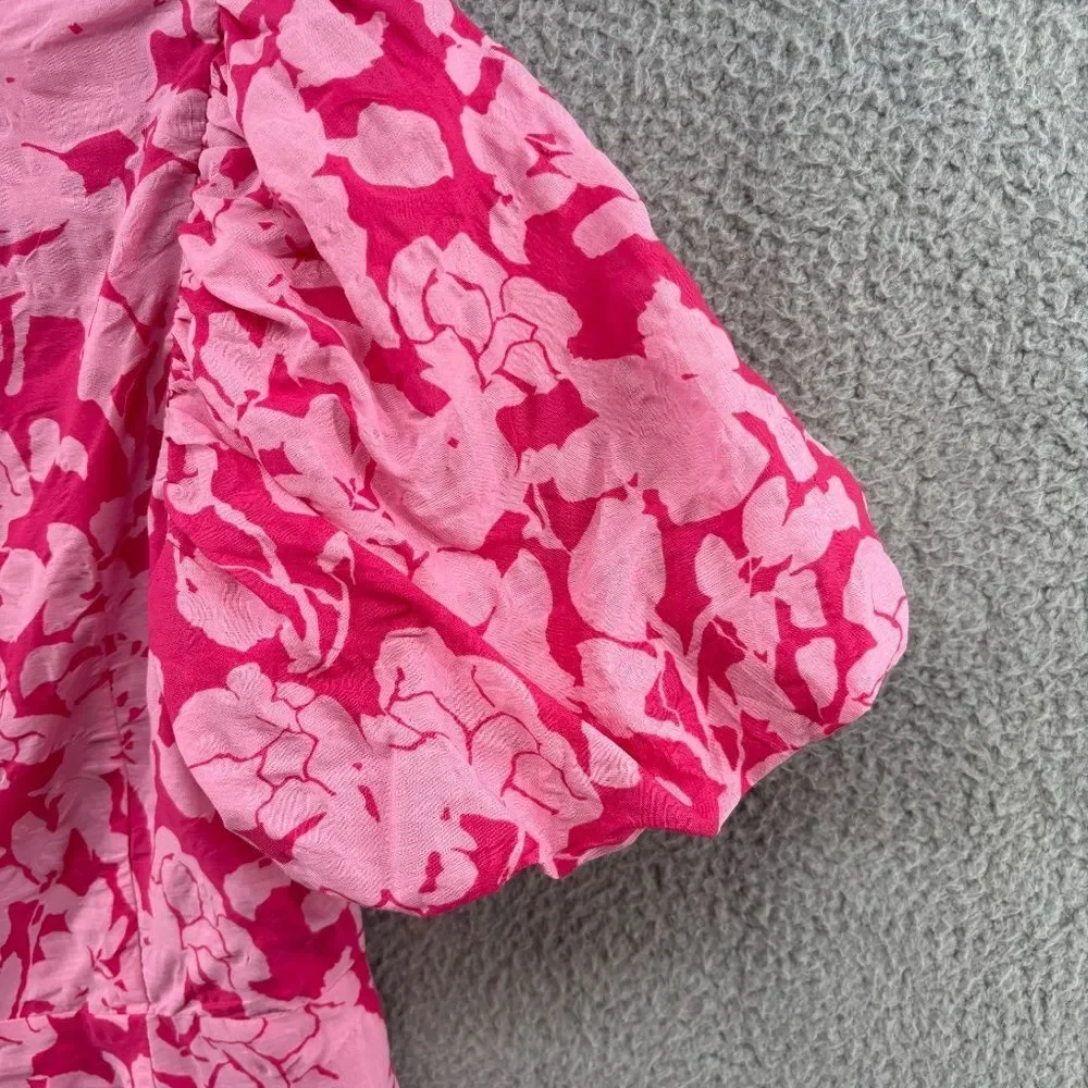 Endless Rose Pink Floral Puff Sleeve Mini Dress XS